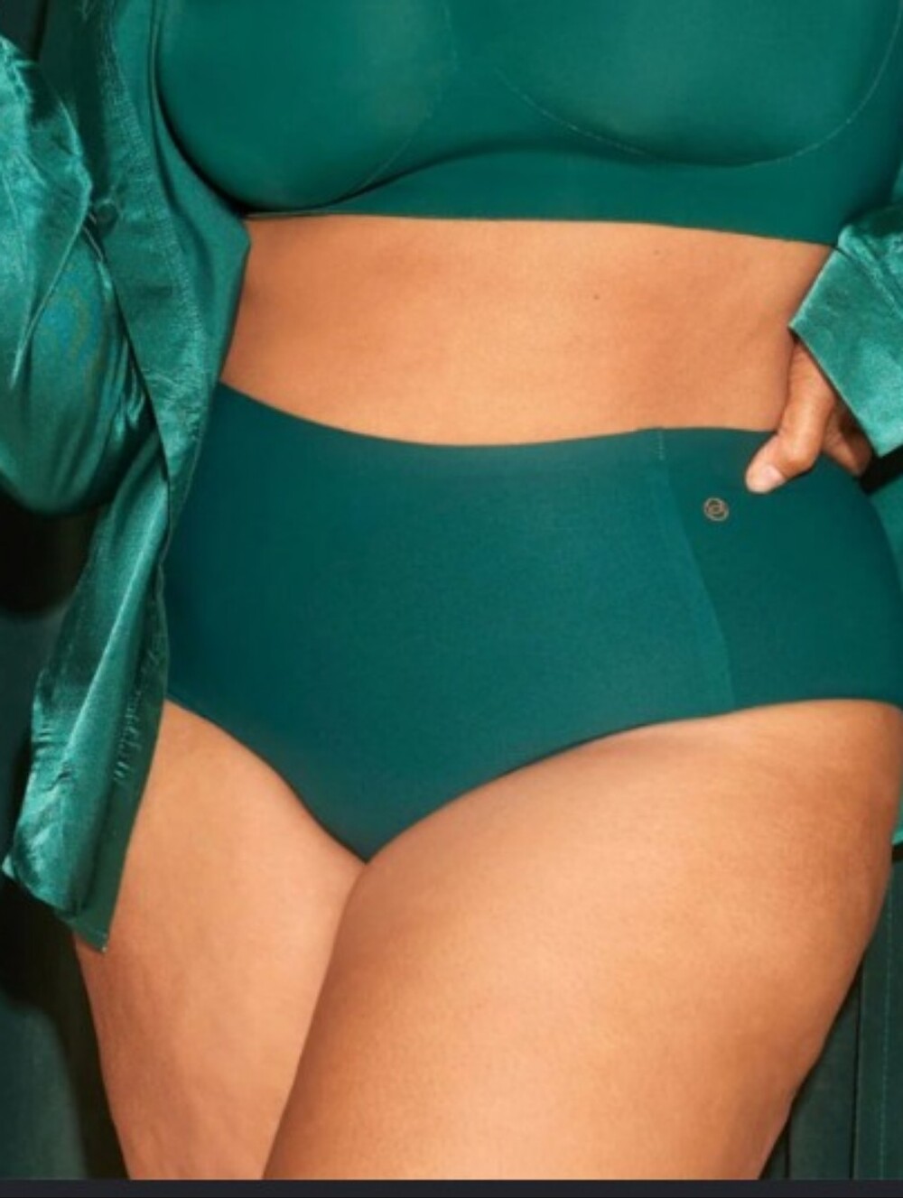 Evelyn & Bobbie High Waisted Bikini Panties Monstera Green Size 16-24 NWT